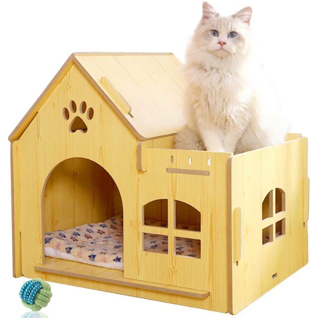 wooden cat house shelter